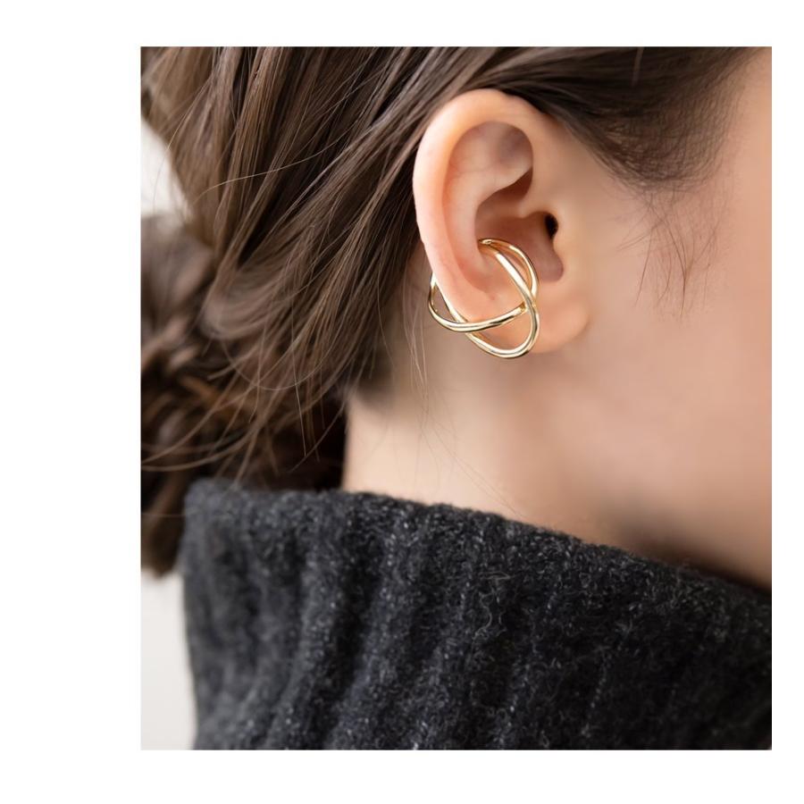 イヤーカフ レディース イヤーカフス イヤカフ メタル 大ぶり 変形 クロス 大人 上品 エレガント カジュアル ゆうパケット送料無料