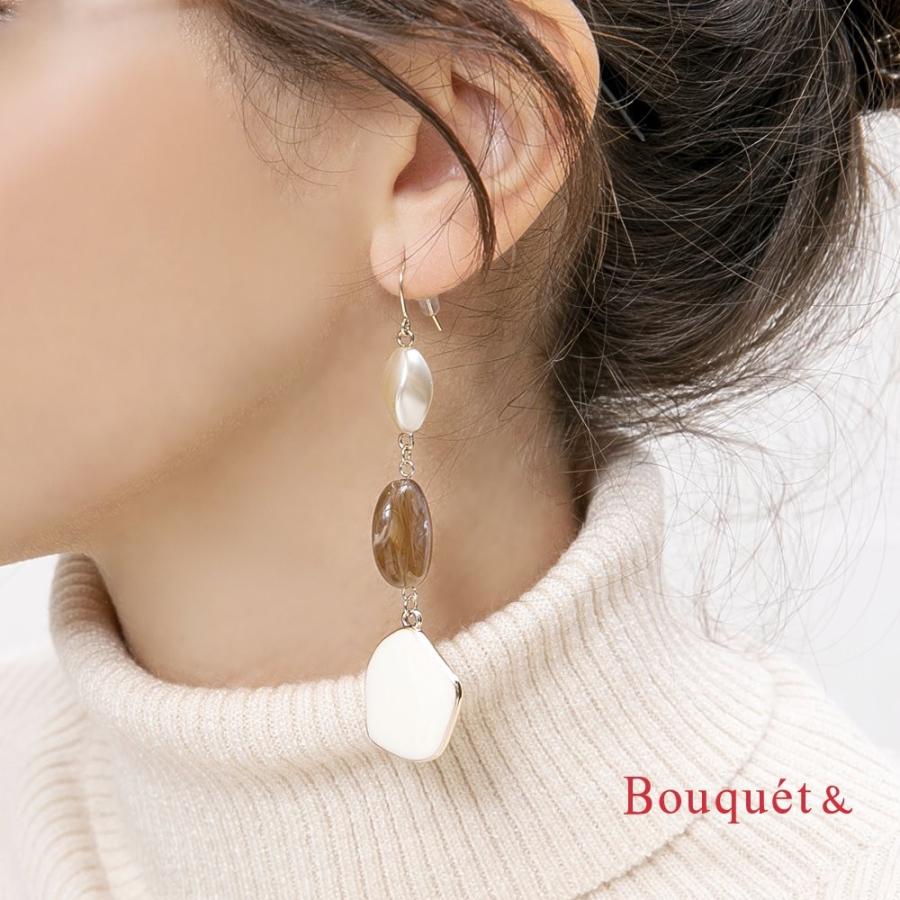 ピアス フックピアス 金属アレルギー ニッケルフリー ブランド マーブル パール 異素材 三連 3連 大人カジュアル ゆうパケットok Outlet Cream Dot 通販 Paypayモール