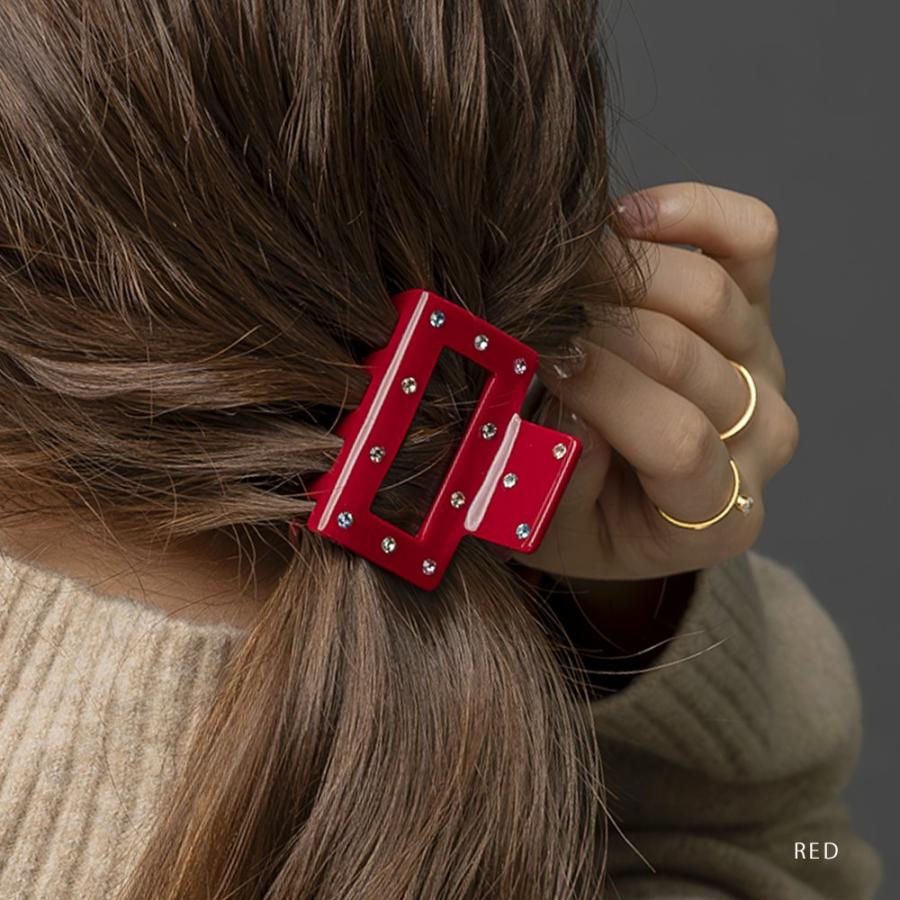 赤と白のドットデザイン ヘアクリップ 2個セットたー Cream dot.（クリームドット） バンスクリップ ヘアクリップ ドット