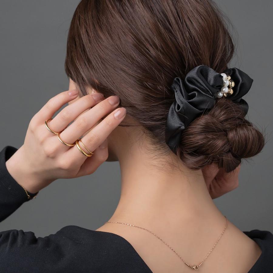 Cream dot. シュシュ パール メタルボール 艶 サテン調 微光沢