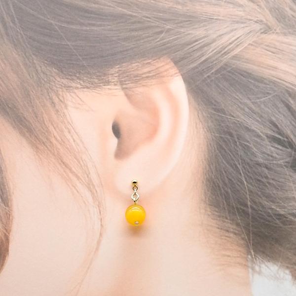 L'ange（ランジュ） イヤリング 樹脂 イエロー キャッツアイ 1粒 8mm