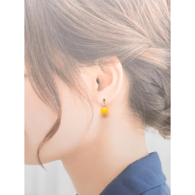 L'ange（ランジュ） イヤリング 樹脂 イエロー キャッツアイ 1粒 8mm