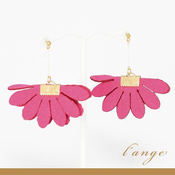 L'ange（ランジュ） ノンホールピアス 花 フラワー ピンク ゴールド
