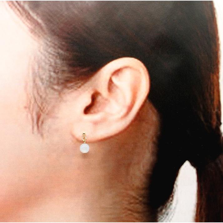 L'ange ノンホールピアス 樹脂 天然石 アクアマリン 一粒 6mm