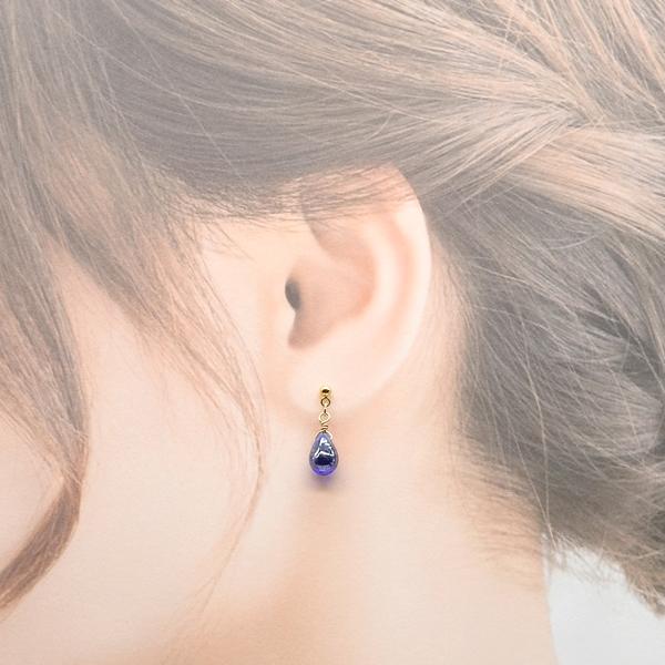 L'ange（ランジュ） イヤリング コバルトブルーの雫 ゴールド