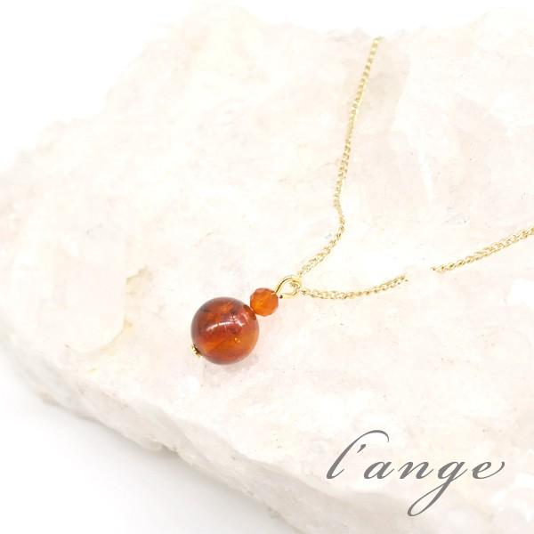 L'ange（ランジュ） ネックレス 琥珀 アンバー 7mm カーネリアン