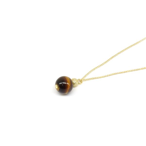 L'ange ネックレス タイガーアイ 8mm 虎目石 アジャスター付 L'ange ネックレス タイガーアイ 8mm 虎目石 アジャスター付