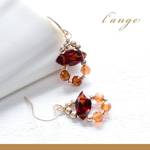 L'ange（ランジュ） ガーネット 14kgf ヘソナイト ゴールド ピアス