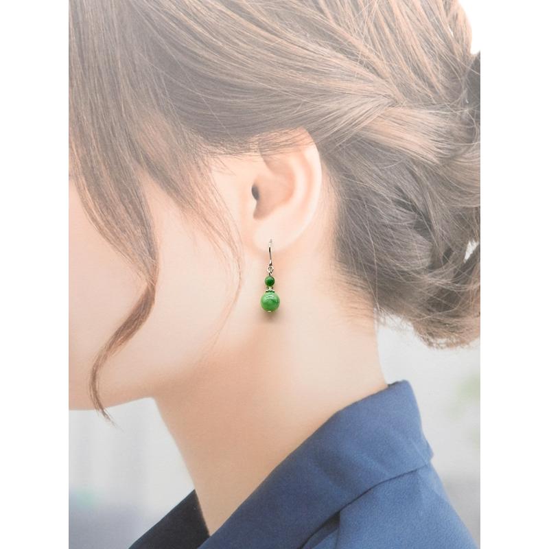 L'ange（ランジュ） 純チタンピアス 翡翠 8mm 天然石 緑 フックピアス
