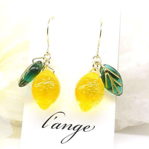 L'ange ピアス レモン 24KGP ゴールドフック レディース イエロー