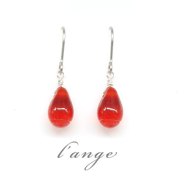 L'ange（ランジュ） レディース ピアス 金属アレルギー対応 赤い雫 純