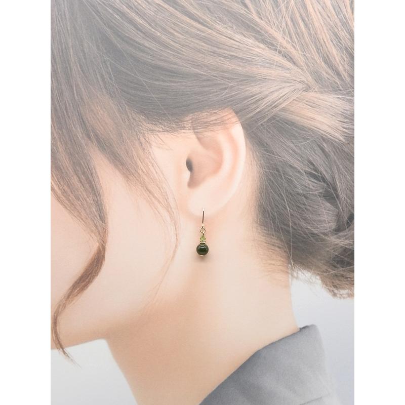 L'ange ピアス ネフライト 天然石 軟玉翡翠 緑 16KGP ゴール L'ange ピアス ネフライト 天然石 軟玉翡翠 緑 16KGP ゴール