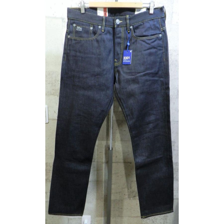 未使用 G-STAR RAW 3301 デニム ストレート ジーンズ 33/32 未洗い 