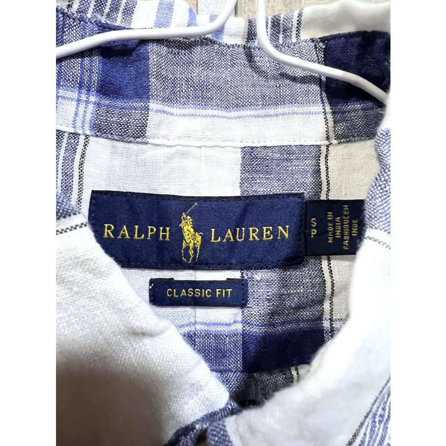 美品 ポロラルフローレン 正規 リネン チェック ボタンダウン シャツ S メンズ 麻 POLO RALPHLAUREN｜creep-shopping｜03