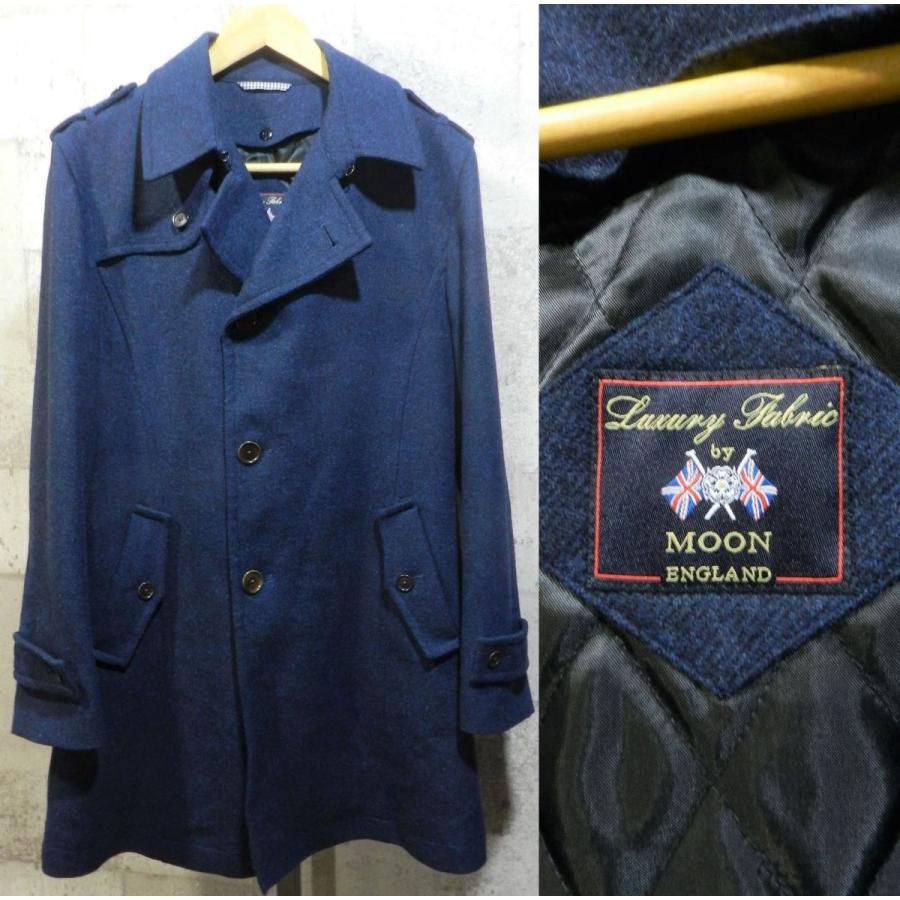 極美品 MALE&Co 英国MOON社 ウール トレンチコート 紺 L ライナー着脱 