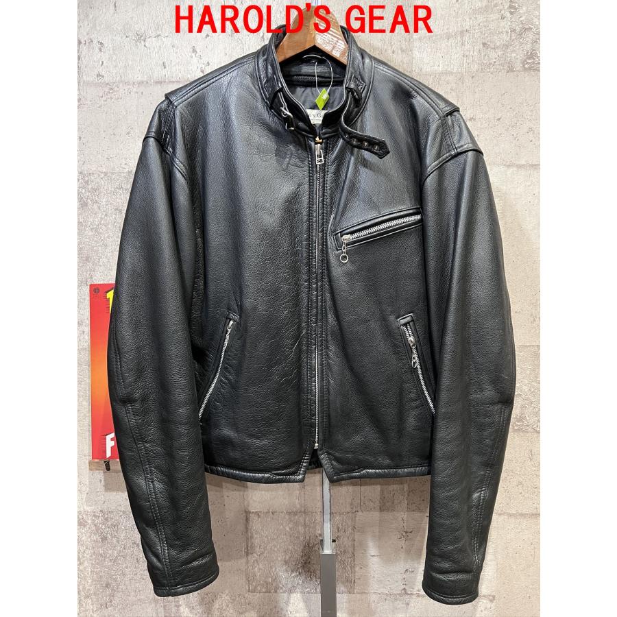 送料込 ハロルズギア レザー ライダースジャケット 黒 M メンズ  