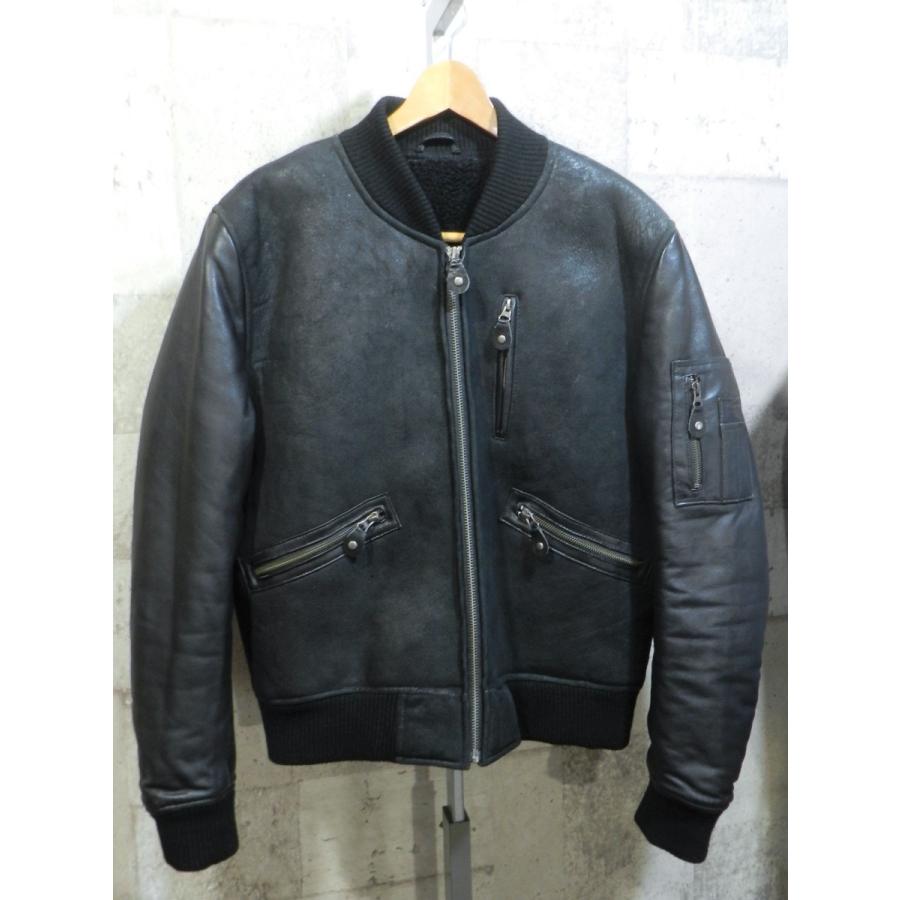 送料込 定価46200円 MOTO FIELD ムートン/ラムレザー MA-1 黒 L  