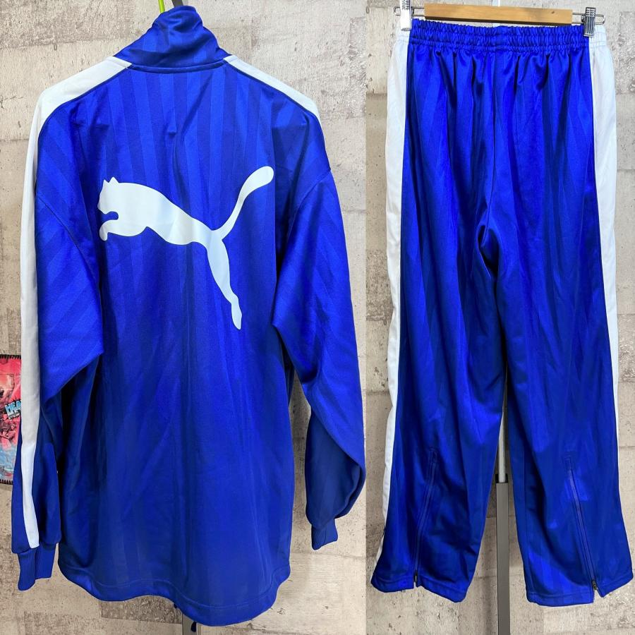 美品 プーマ ジャージ 上下セットアップ 青白 上L-O下L メンズ 美品 プーマ ジャージ 上下セットアップ 青白 上L-O下L メンズ