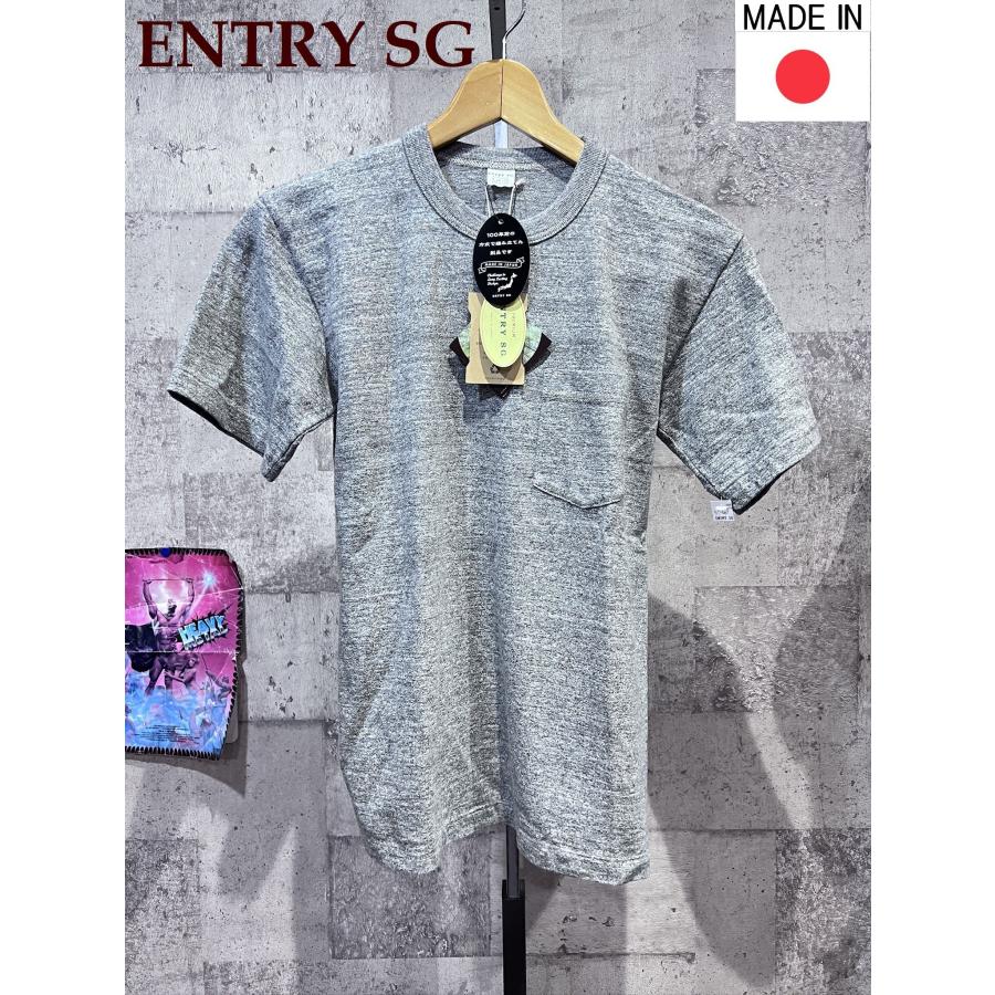 未使用 日本製 ENTRY SG ポケット付き Tシャツ S 杢グレー エントリー 