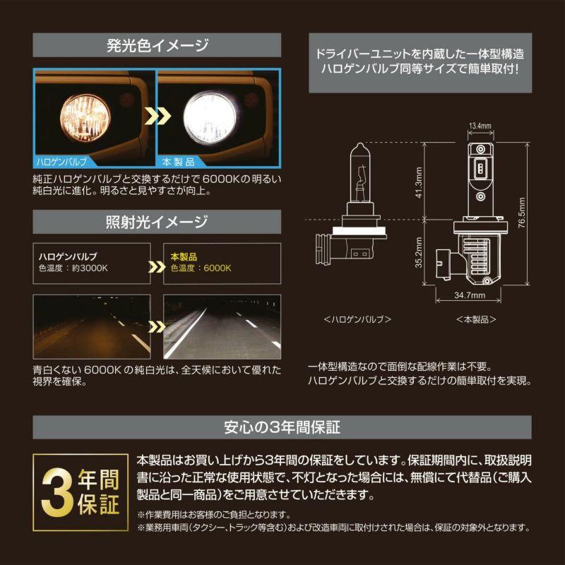 カーメイト BW563 GIGA LEDヘッドバルブ C3600シリーズ H8/H9/H11/H16 6000K 3600lm メーカー3年保証付き_2