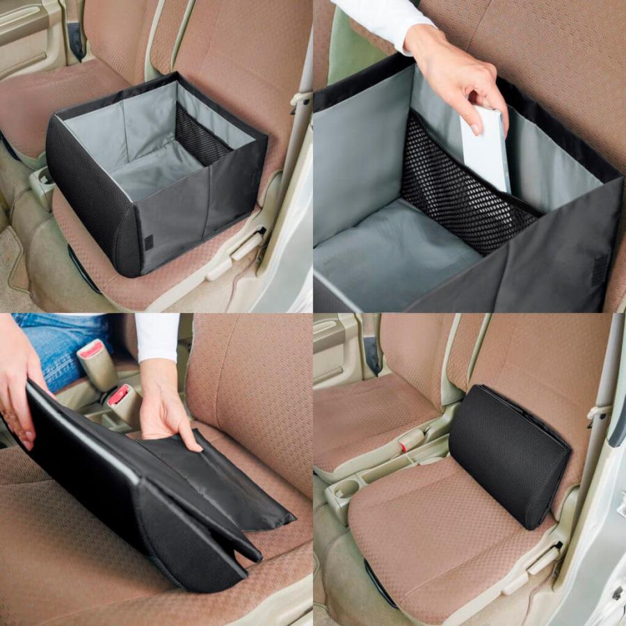 【在庫あり即納!!】＼SNSで話題商品／コジット 91600 荷物の転落防止 ブラック シートボックス腰クッション 運転 シート ドライブ 2way 収納 運転席 助手席 |  | 02
