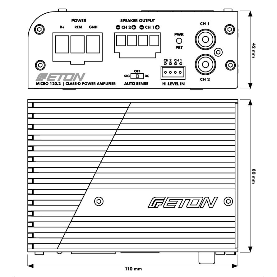 イートン MICRO-120.2 85W×2ch パワーアンプ MICRO-SERIES 車載 D級 超 