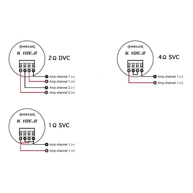 ヘリックス K10E.2 25cm 2Ω DVC バスレフサブウーファー 2Ωダブル