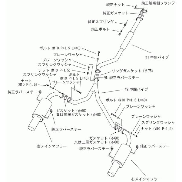レガシィBP5前期　STIゲノム 砲弾マフラー2本だし サイレンサー 吊りゴム付 レガシィBP5 stiゲノムマフラー STI ゲノムマフラー スバルレガシィ