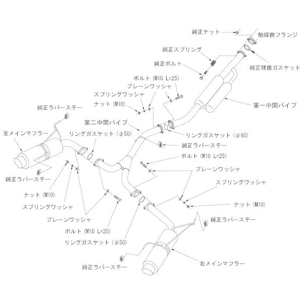 HKS ハイパワースペックL II エキゾースト マフラー スバル DBA-VM4