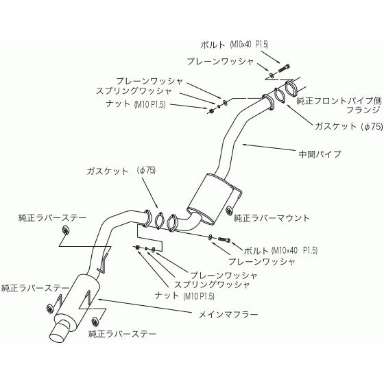 31019-AF023 スポーツマフラー silent Hi-Power HKS パイプ径