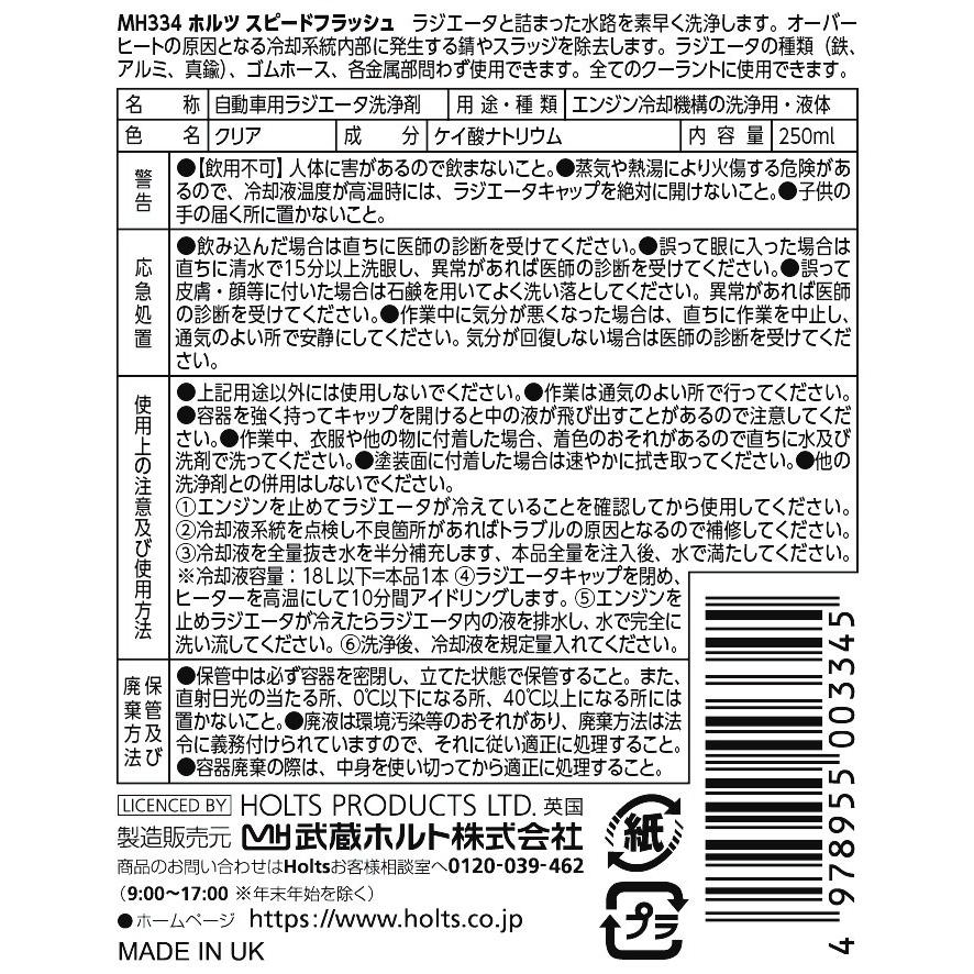 Holts（ホルツ） MH334 スピードフラッシュ ラジエーター 洗浄剤 250ml