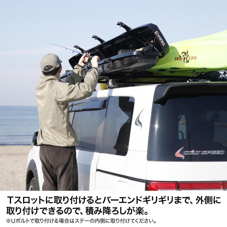 INNO ロッドボックス 290T ロッド専用 ルーフボックス 釣り竿 アウトドア 収納 長さ調節可能 IF44TBKの画像
