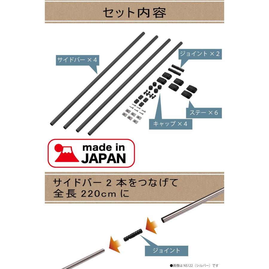 INNO サイドバー L2200 NS122BK ブラック 220cm 左右セット 2本入り
