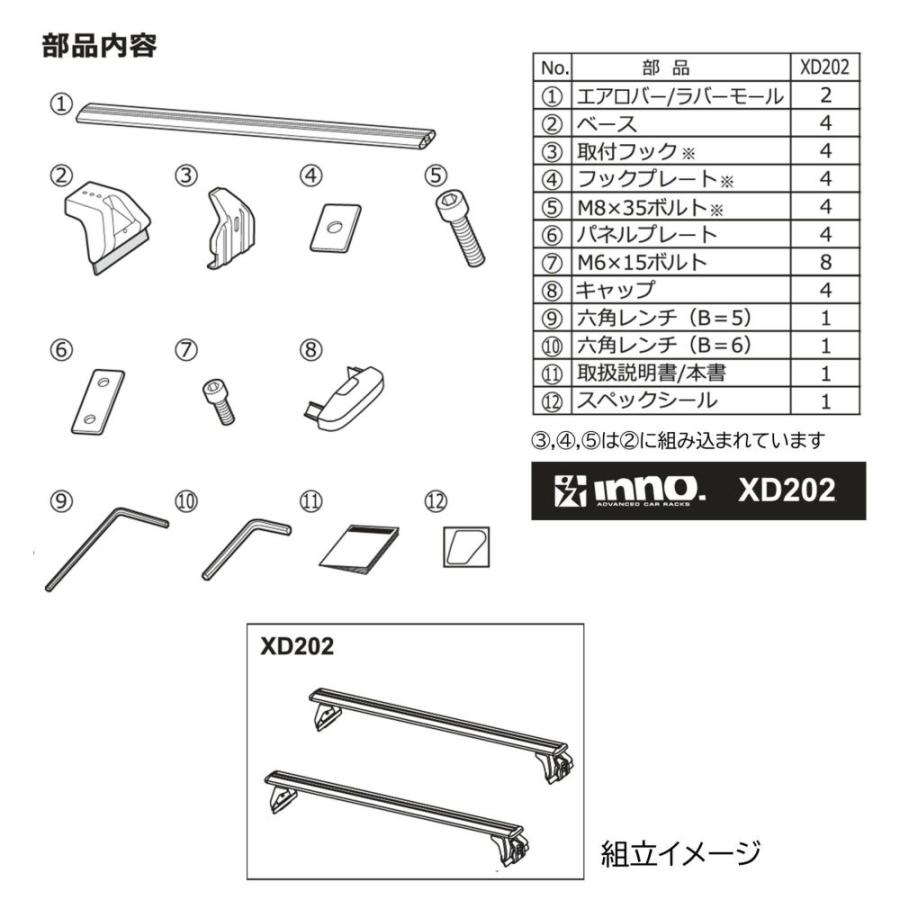 INNO XD202 ドリップエアロベースセット 2本セット ハイエース 標準ボディ 標準ルーフ 200系 ドリップルーフ対応 車種専用設計