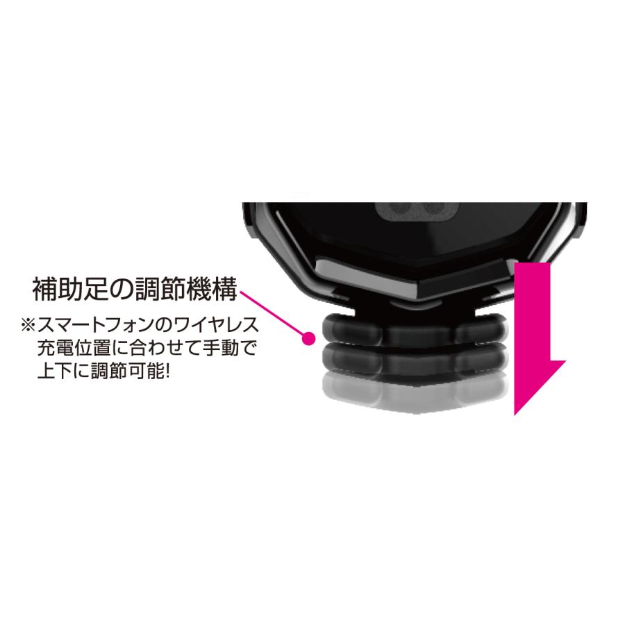 Kashimura カシムラ KW-17 車載 ワイヤレス充電器 ホルダー型 自動開閉 キャパシタ付 エアコン取付 USB-A-Type-C USB電源ケーブル付き｜creer-net｜03