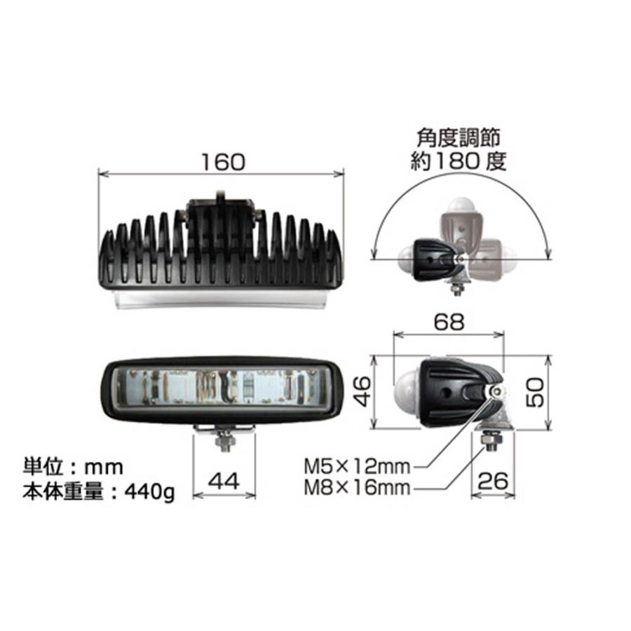 カシムラ ML-37 車両用 LEDワークライト 電動フォークリフト対応 ワーニングランプ BL 6灯 660ルーメン 青色 作業灯 | Kashimura | 02