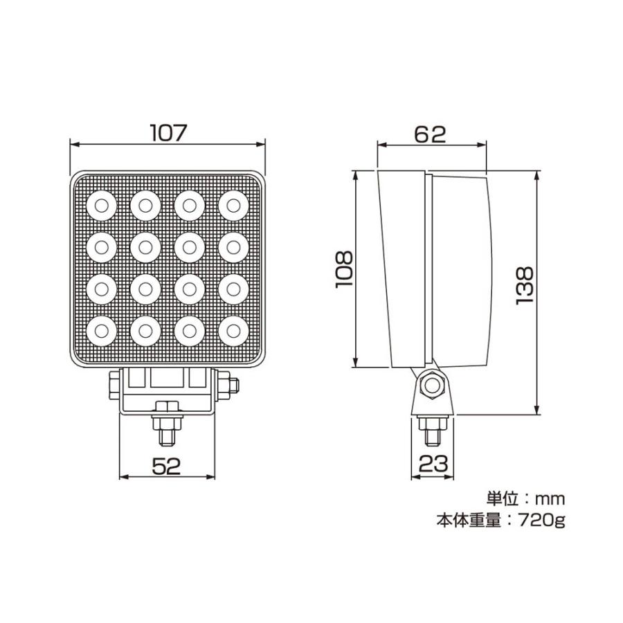 Kashimura（カシムラ） ML-9 車両用 LED ワークライト 16灯 48W 黄発光