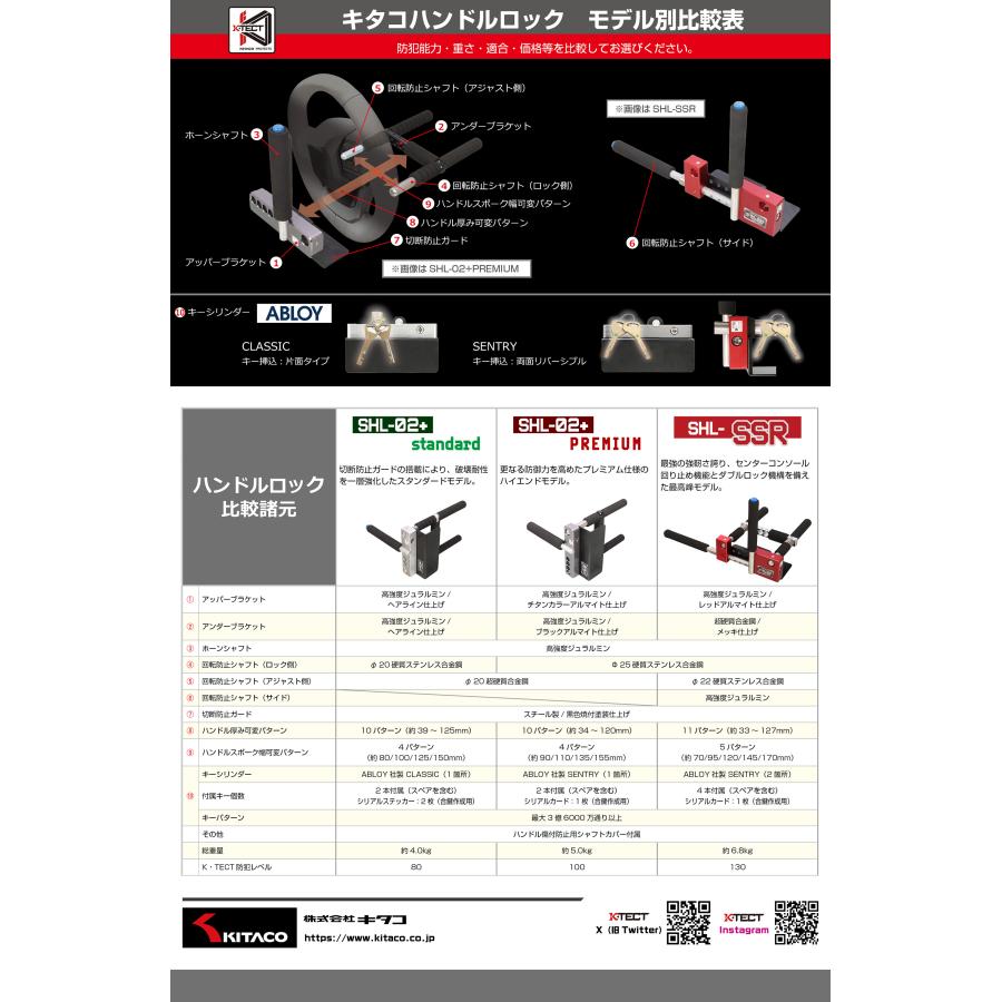 キタコ ハンドルロック SHL-02+ プレミアム 横幅可変タイプ レクサス