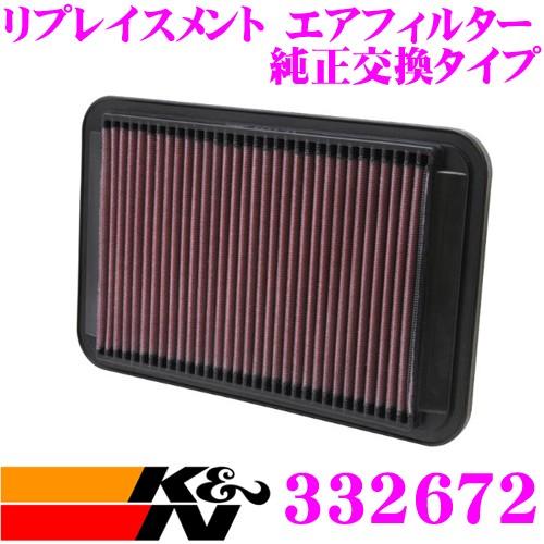 K&N 純正交換フィルター 33-2672 トヨタ カローラビレン マツダ ミレーニア/ユーノス800 リプレイスメント ビルトインエアフィルター