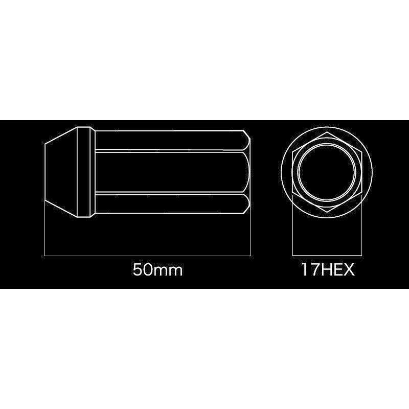 ケースペック ホイールナット DIGICAM 貫通タイプ P1.5 6角 17HEX 50mm ロング ブラック 16本 クロモリ・レーシングナット | ケースペック | 01