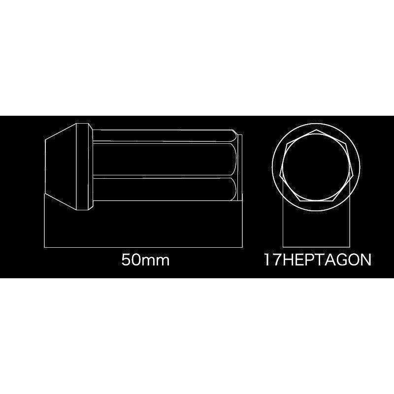 ホイールナット DIGICAM クロモリ  貫通 M12 P1.5 17HEX  50mm 4本 ブラック レーシングナット ケースペック | ケースペック | 01