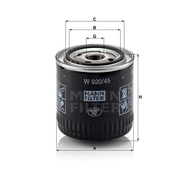MANN FILTER オイルフィルター W920/45 フォード 1FMEU74