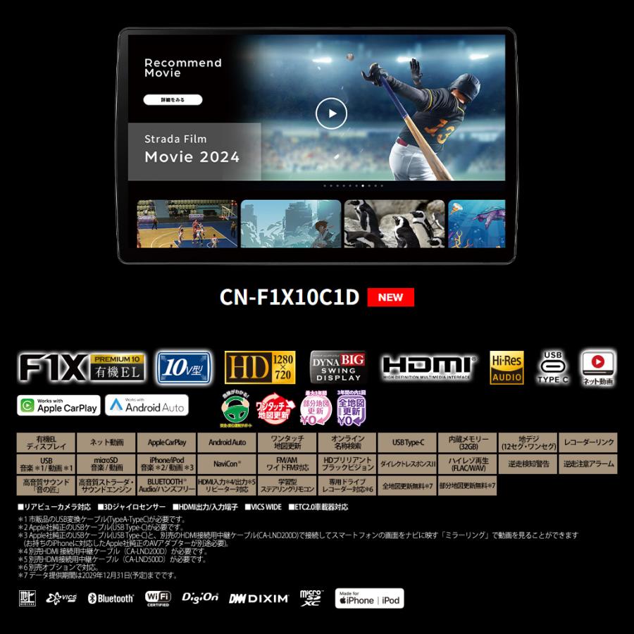 Strada パナソニック フローティングナビ CN-F1X10C1D カー