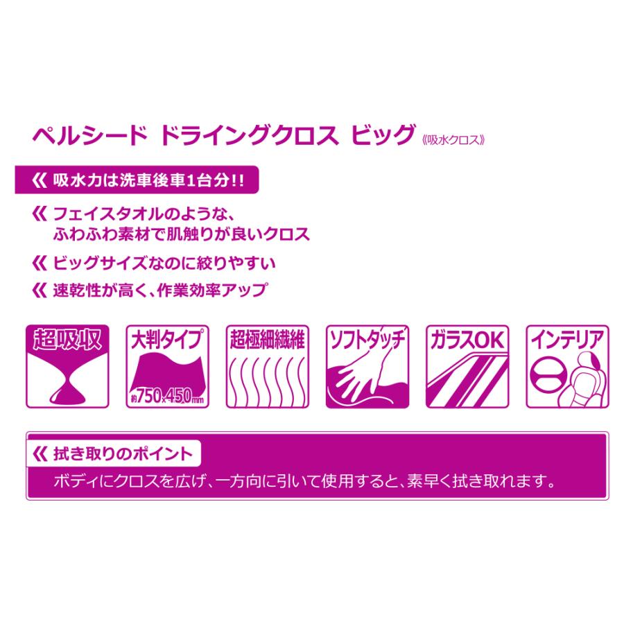 【軽く滑らせるだけで拭き取完了!!】 ペルシード PCD-20 ドライングクロス ビッグ 高品質 マイクロファイバー 吸水 クロス | ペルシード | 02