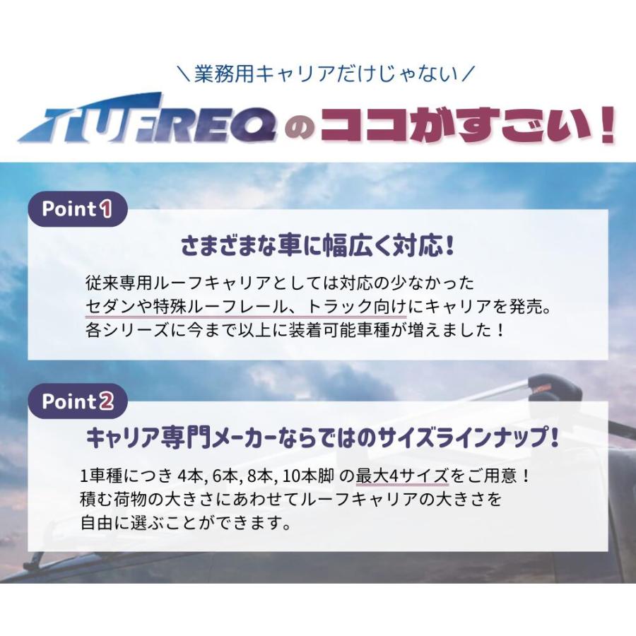 タフレック PH233D+ U61V U62V U67V U68V U69V ミニキャブ ハイルーフ(全高191cm)車 6本脚 業務用 ルーフキャリア TUFREQ 精興工業 | 精興工業 | 02