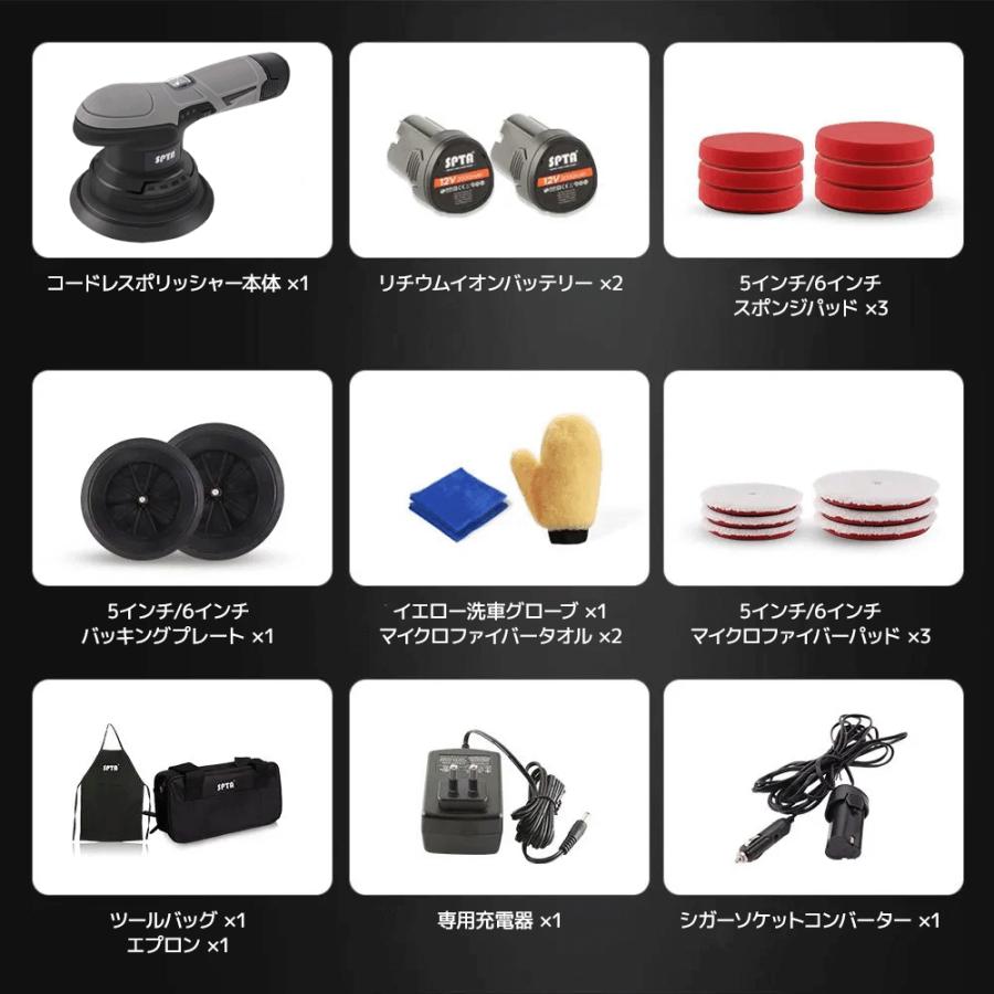 正規代理店】 SPTA ポリッシャー コードレス 充電式 125mm 5インチ