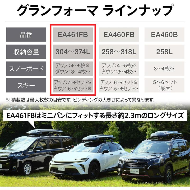 【在庫あり即納!!】【個人宅OK！】TERZO EA461FB ルーフボックス ヴォクシー ノア 立体駐車場対応 グランフォーマ フレックス ロング 304〜374リットル | TERZO | 08