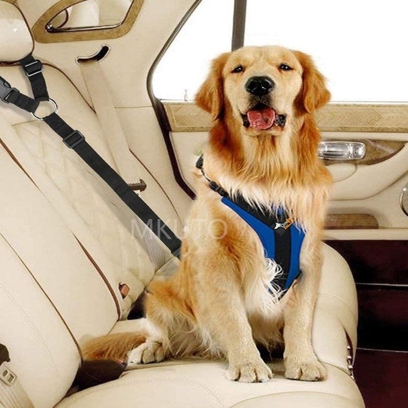 大流行中！ MKUTO ペット 犬用 猫 シートベルト ドライブ 飛びつく防止 車専用リード 安全ベルト 簡単装着（1本セット） お出かけ、お散歩用品 