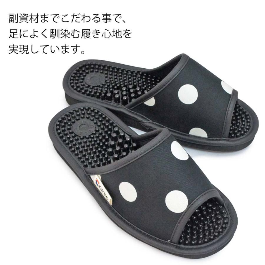 健康サンダル 水玉サンダルLサイズ 約25.5cmまで 日本製 職人 ブラック