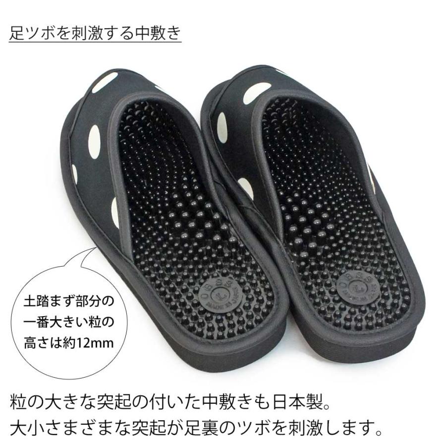 健康サンダル 水玉サンダルLサイズ 約25.5cmまで 日本製 職人 ブラック